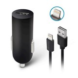Forever M02 szivargyújtó töltő 1x USB csatlakozóval és Lightning kábellel, (Max 2A, 1,2m) 10W