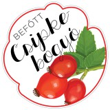 Formavágott befőtt cimke CSIPKEBOGYÓ öntapadós műanyag alapú 5 db/csomag