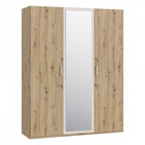 FORTE Tamara 3 ajtós, tükrös ruhásszekrény (IRDS931-Q225) - artisan tölgy/sand