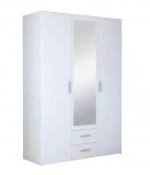 FORTE Telane 3-ajtós, tükrös gardróbszekrény (fehér)