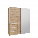 FORTE Win Plus 2 tolóajtós, 3 fiókos ruhásszekrény (W2QS8233S-D78) - artisan tölgy