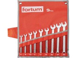 FORTUM csillag-villás kulcs klt. 9db, 6-19mm 61CrV5, mattkróm, vászon tok FORTUM
