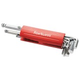 Fortum imbuszkulcs klt., hosszú, gömbfej, 9db, 1,5-10mm, S2; 1,5-2-2,5-3-4-5-6-8-10, műanyag markolat FORTUM