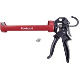 FORTUM kinyomópisztoly; fém; 225 mm, 360°-ban körbeforgatható acél bölcső tubustartóval, állítható túlfolyásgátló