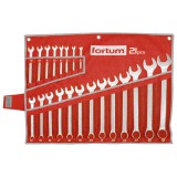 Fortum, profi, ipari csillag-villás kulcs készlet, 21db, 6-32mm 61CrV5, mattkróm