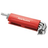 Fortum torx kulcs klt. 9db, hosszú, T10-50, S2, T10-T15-T20-T25-T27-T30-T40-T45-T50, műanyag markolat FORTUM