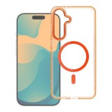 Frame Clear Hybrid Mag Samsung Galaxy A57 hátlap tok, MagSafe, átlátszó-narancs