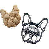 Francia bulldog fej mintás sütemény kiszúró, szürke