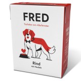 Fred & Felia FRED párolt marhahús menü tésztával – teljes értékű nedves eledel felnőtt kutyáknak, 390 g