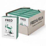 Fred & Felia FRED párolt szarvashús menü burgonyával és karórépával – teljes értékű nedves eledel felnőtt kutyáknak, 10 x 390 g