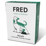Fred & Felia FRED párolt szarvashús menü burgonyával és karórépával – teljes értékű nedves eledel felnőtt kutyáknak, 390 g