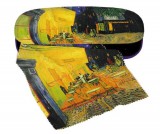 Fridolin Szemüvegtok textilbevonatú,törlőkendővel 16x4x6,5cm, Van Gogh: Kávéház éjjel