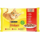 Friskies csirke-marha-bárány-kacs alutasakos macskaeledel 4x85g