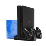 FroggieX PlayStation 4 hűtő és töltő állvány, 2 kontroller töltés, ventilátoros hűtés, fekete - FX-P4-C3-B
