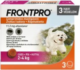 Frontpro bolha és kullancs elleni rágótabletta kutyáknak (3 db tabletta [egész doboz]; 2 - 4 kg | 3 x 11 mg)