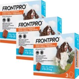 Frontpro bolha és kullancs elleni rágótabletta kutyáknak (9 db tabletta ~ 3 doboz | 10 - 25 kg | 9 x 68 mg)