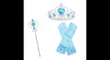 Frozen Jégvarázs jégkirálynő gyerek, kislány halloweeni farsangi jelmez kiegészítő - korona, jogar, kesztyű szett