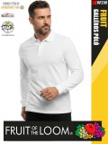 Fruit of the Loom PREMIUM WHITE piqué 100% pamut férfi galléros póló - 180g/m2