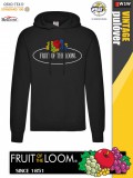 Fruit of the Loom VINTAGE BLACK feliratos férfi kapucnis pulóver - munkaruha - utcai ruházat