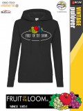 Fruit of the Loom VINTAGE BLACK feliratos női kapucnis pulóver - munkaruha - utcai ruházat