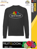 Fruit of the Loom VINTAGE BLACK feliratos unisex pulóver - munkaruha - utcai ruházat