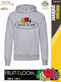 Fruit of the Loom VINTAGE HEATHERGREY feliratos férfi kapucnis pulóver - munkaruha - utcai ruházat