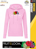 Fruit of the Loom VINTAGE LIGHTPINK feliratos női kapucnis pulóver - munkaruha - utcai ruházat