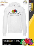 Fruit of the Loom VINTAGE WHITE feliratos férfi kapucnis pulóver - munkaruha - utcai ruházat
