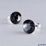 Fülbevaló, Black Diamond SWAROVSKI® kristállyal, 8mm, ART CRYSTELLA®