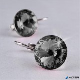 Fülbevaló, francia kapcsos, Black Diamond, SWAROVSKI® kristállyal, 12 mm, ART CRYSTELLA®