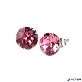 Fülbevaló, rózsaszín SWAROVSKI® kristállyal, 8 mm, ART CRYSTELLA®