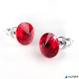 Fülbevaló, siam piros SWAROVSKI® kristállyal, csúcsos, 8mm, ART CRYSTELLA®