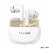 Fülhallgató, TWS vezeték nélküli, Bluetooth 5.4, CANYON 'Hexagon 7', fehér-bézs