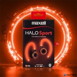 Fülhallgató, vezeték nélküli, Bluetooth, mikrofonnal, LED-es fülhallgató, MAXELL "Halo Sport", fekete