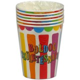 Funny Box Csíkos-pöttyös Boldog Születésnapot papírpohár - 6 db-os