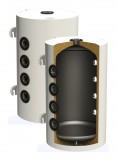 Fűtési - hűtési puffer tártály 100 literes hőszivattúhoz - hőcserélő nélküli hőszigetelt 100 literes tartály hideg és melegvíz tárolás céljára. Sunsystem PSM 100