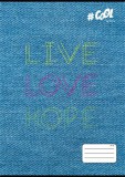 Füzet, tűzött, A4, kockás, 32 lap, COOL BY VICTORIA, Live-love-hope, 87-32 (ISVFC86)
