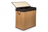G21 bambusz szennyeskosár,150 l kapacitású, barna betéttel, elválasztó elemekkel