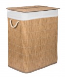 G21-es 105 literes szennyeskosár elválasztókkal, rattan utánzat, fehér betéttel