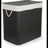 G21 Kosár, fekete, fehér szövet kosárral, 60×40×63 cm, 150 l, bambusz (KPG21BAM2B)