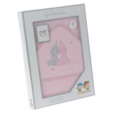 Gamberritos fürdőlepedő - kapucnis 100x100cm diinók rózsaszín 10685