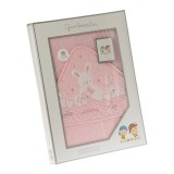 Gamberritos fürdőlepedő - kapucnis 100x100cm nyuszik rózsaszín 10648