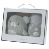 Gamberritos wellsoft takaró 80x110cm plüss játékkal - szürke/kék maci 10757