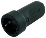 GAO 0208H Földelt lengő csatlakozó aljzat (gumi) középső kivezetéses, fekete