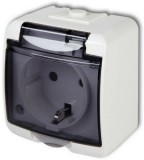 GAO 22111 Aquastar földelt csf. dugaszolóaljzat, 1-es, gyv., átlátszó IP44