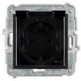 GAO 4157H MINI egyes dugalj csapfedeles matt fekete keret nélkül IP44