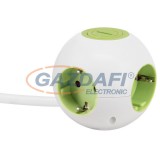 GAO 5999H Asztali elosztó "Power Globe" 4-es kapcsolóval, 1.4m, fehér-zöld; 250V, 16A, 1.4m H05VV-F 3x1.5mm², IP20, max:3500W