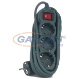 GAO 7191H Asztali elosztó 3-as kapcsolóval, 5m, 3x1.5, zöld; 250V, 16A, 5.0m, H05VV-F 3x1.5 mm², IP20