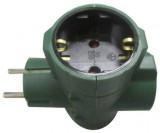 GAO 7196H Földelt T elosztó 3-as, zöld; 250V, 16A