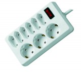 GAO Asztali elosztó 6 Euro+3 f dugalj, kapcs.1.4m, fehér; 250V, 16A, 1.4m, H05VV-F 3x1.5 mm², IP20